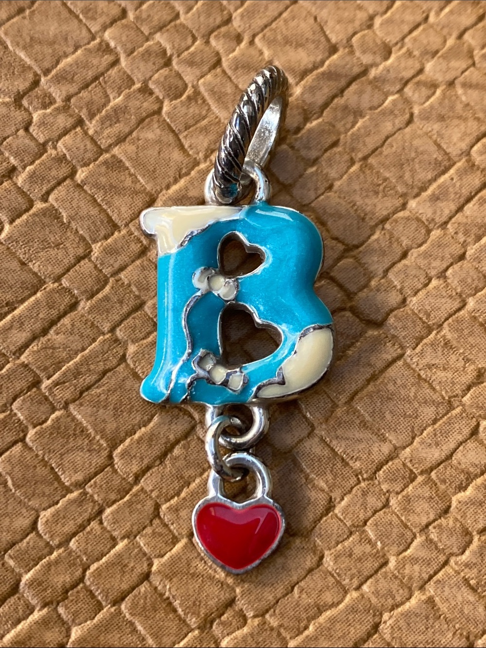 Brighton A B C Enamel 'B' Letter Charm with Red Heart Dangle